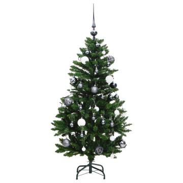 Artificial Hinged Christmas Tree with 150 LEDs & Ball Set - 120 cm