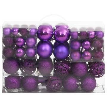 111 Piece Purple Christmas Bauble Set - Shatterproof Decor