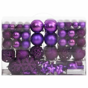 111 Piece Purple Christmas Bauble Set - Shatterproof Decor