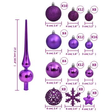 111 Piece Purple Christmas Bauble Set - Shatterproof Decor