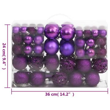 111 Piece Purple Christmas Bauble Set - Shatterproof Decor