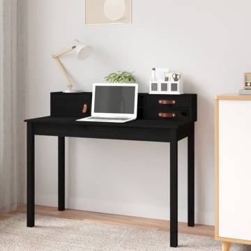 Elegant Black Desk | Solid Pine Wood 110x50x93 cm