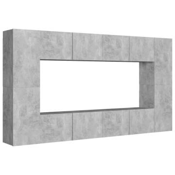 8 Piece Concrete Grey TV Cabinet Set | Stylish & Practical