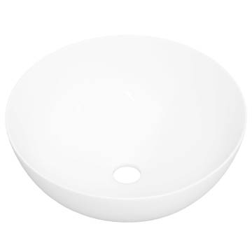 Elegant White Ceramic Round Wash Basin - 36x15 cm