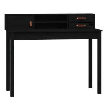 Elegant Black Desk | Solid Pine Wood 110x50x93 cm