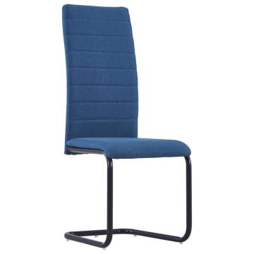 Cantilever Dining Chairs - Set of 4 Blue Fabric | Hipo Market