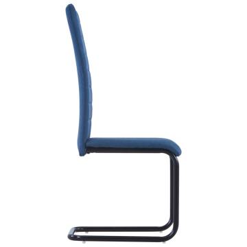 Cantilever Dining Chairs - Set of 4 Blue Fabric | Hipo Market