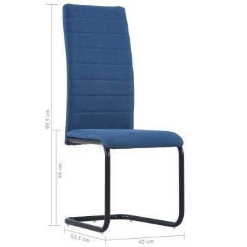 Cantilever Dining Chairs - Set of 4 Blue Fabric | Hipo Market