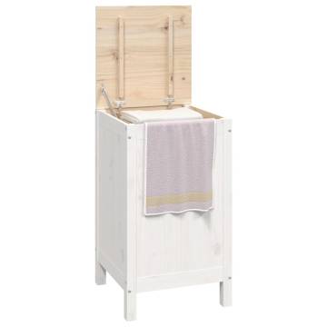 Laundry Box White 44x44x76 cm - Solid Wood Pine Storage