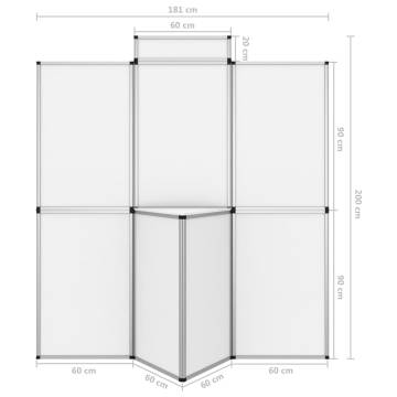 8-Panel Folding Exhibition Display Wall - 181x200 cm White