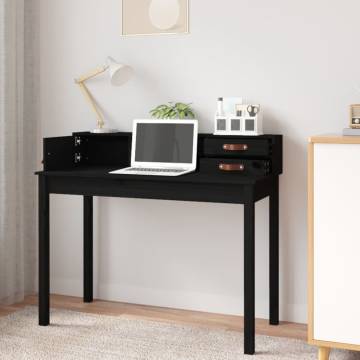 Elegant Black Desk | Solid Pine Wood 110x50x93 cm