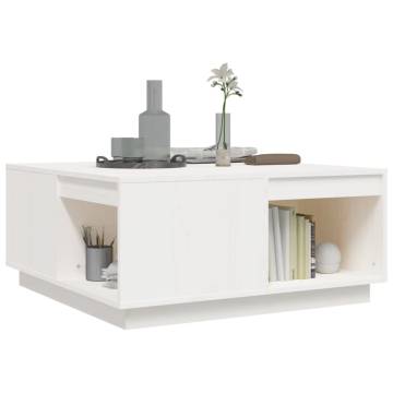 Elegant White Coffee Table - Solid Pine Wood 80x81x36.5 cm