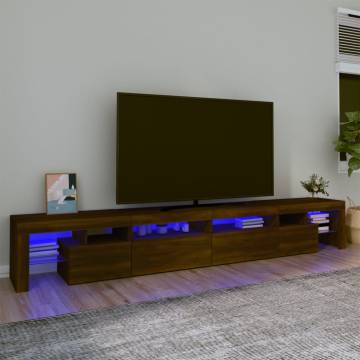 Modern TV Cabinet with LED Lights - Brown Oak | HipoMarket