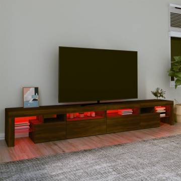 Modern TV Cabinet with LED Lights - Brown Oak | HipoMarket