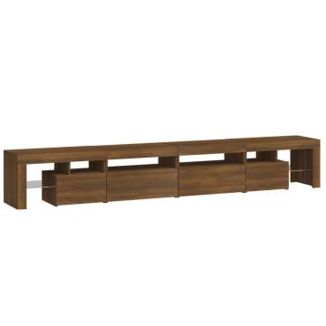 Modern TV Cabinet with LED Lights - Brown Oak | HipoMarket