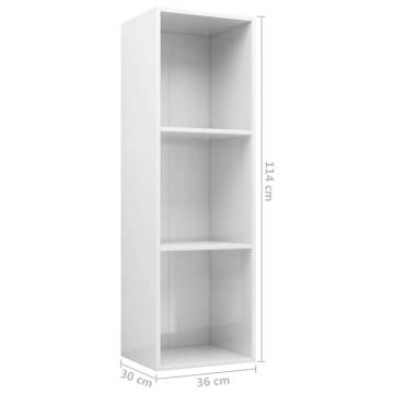 Book Cabinet & TV Cabinet in High Gloss White | Hipo Market