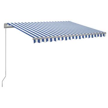 Manual Retractable Awning 300x250cm - Blue & White with LED