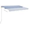 Manual Retractable Awning 300x250cm - Blue & White with LED