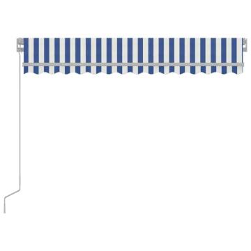 Manual Retractable Awning 300x250cm - Blue & White with LED