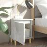 Scandinavian Bed Cabinets with Solid Wood Legs - 2pcs Concrete Grey