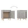 Scandinavian Bed Cabinets with Solid Wood Legs - 2pcs Concrete Grey