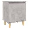 Scandinavian Bed Cabinets with Solid Wood Legs - 2pcs Concrete Grey