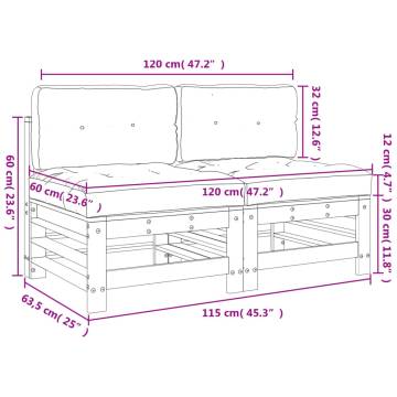 Middle Sofas with Cushions - Impregnated Pine Wood | HipoMarket