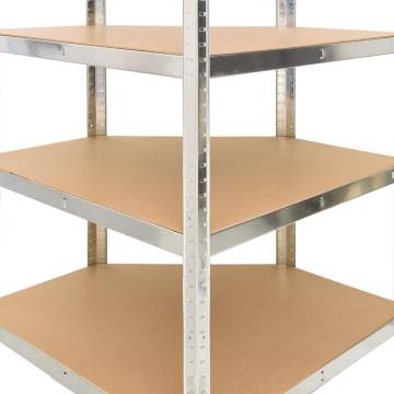 5-Layer Shelves - 2 pcs Silver Steel & Engineered Wood Storage