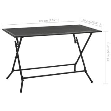 Folding Mesh Table 120x60x72 cm - Durable Steel in Anthracite