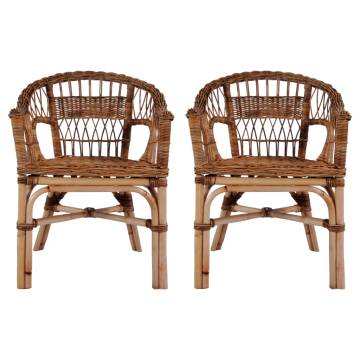 Outdoor Rattan Chairs - 2 pcs Natural Brown | Hipo Market