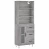 Stylish Grey Sonoma Highboard - 69.5x34x180 cm