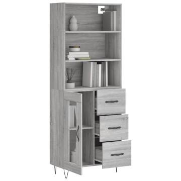 Stylish Grey Sonoma Highboard - 69.5x34x180 cm