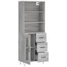 Stylish Grey Sonoma Highboard - 69.5x34x180 cm