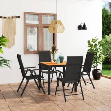 5 Piece Garden Dining Set - Black and Brown | HiPo Market