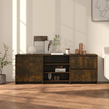 3 Piece Sideboard in Smoked Oak - Stylish Storage Solution