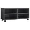 TV Cabinet with Castors - High Gloss Grey, 90x35x35 cm