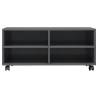 TV Cabinet with Castors - High Gloss Grey, 90x35x35 cm