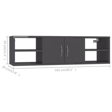 High Gloss Grey Wall Shelf - Stylish & Practical Storage