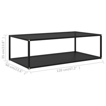 Black Coffee Table 120x60 cm - Modern Tempered Glass Design