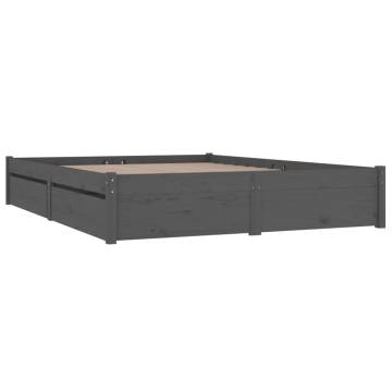 Grey Bed Frame with Drawers - 140x200 cm | HipoMarket