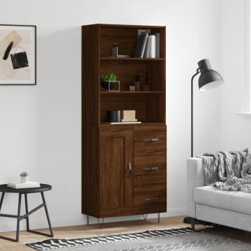 Stylish Highboard Brown Oak - 69.5x34x180 cm | Hipomarket