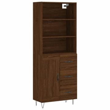 Stylish Highboard Brown Oak - 69.5x34x180 cm | Hipomarket