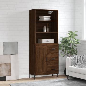 Stylish Brown Oak Highboard - 69.5x34x180 cm | Hipomarket