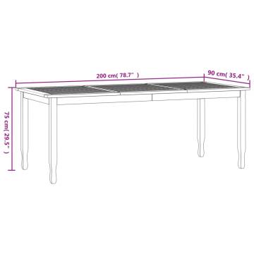 Garden Dining Table 200x90 cm - Solid Teak Wood for Outdoor Use