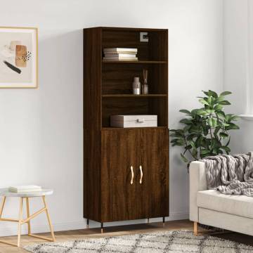 Elegant Highboard Brown Oak - 69.5x34x180 cm Engineered Wood