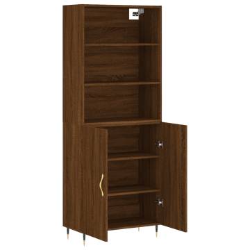 Elegant Highboard Brown Oak - 69.5x34x180 cm Engineered Wood