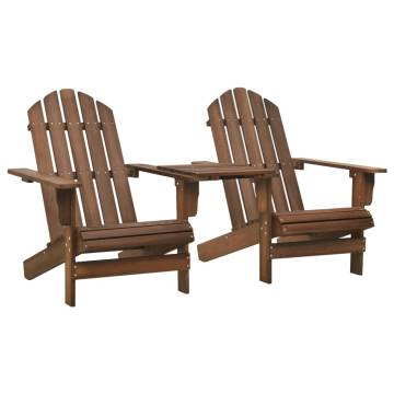 Comfortable Garden Adirondack Chair - Solid Fir Wood Brown