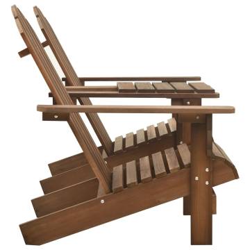 Comfortable Garden Adirondack Chair - Solid Fir Wood Brown