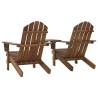 Comfortable Garden Adirondack Chair - Solid Fir Wood Brown