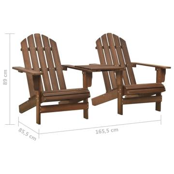 Comfortable Garden Adirondack Chair - Solid Fir Wood Brown